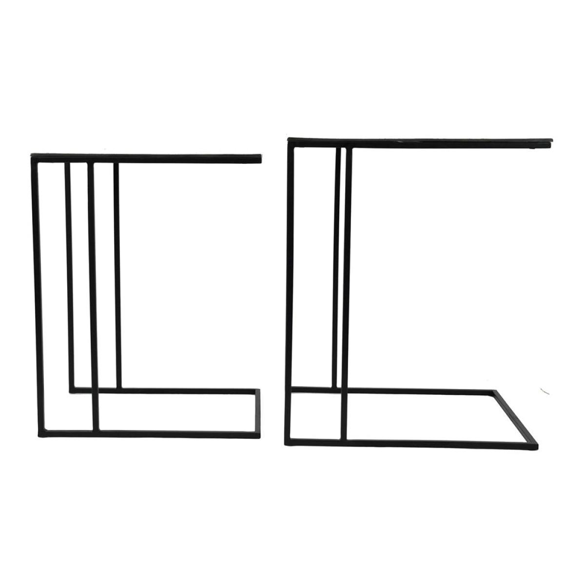 Libra Interiors Luna Set Of 2 Graphite Textured Aluminium Side Tables | Outlet – image 2