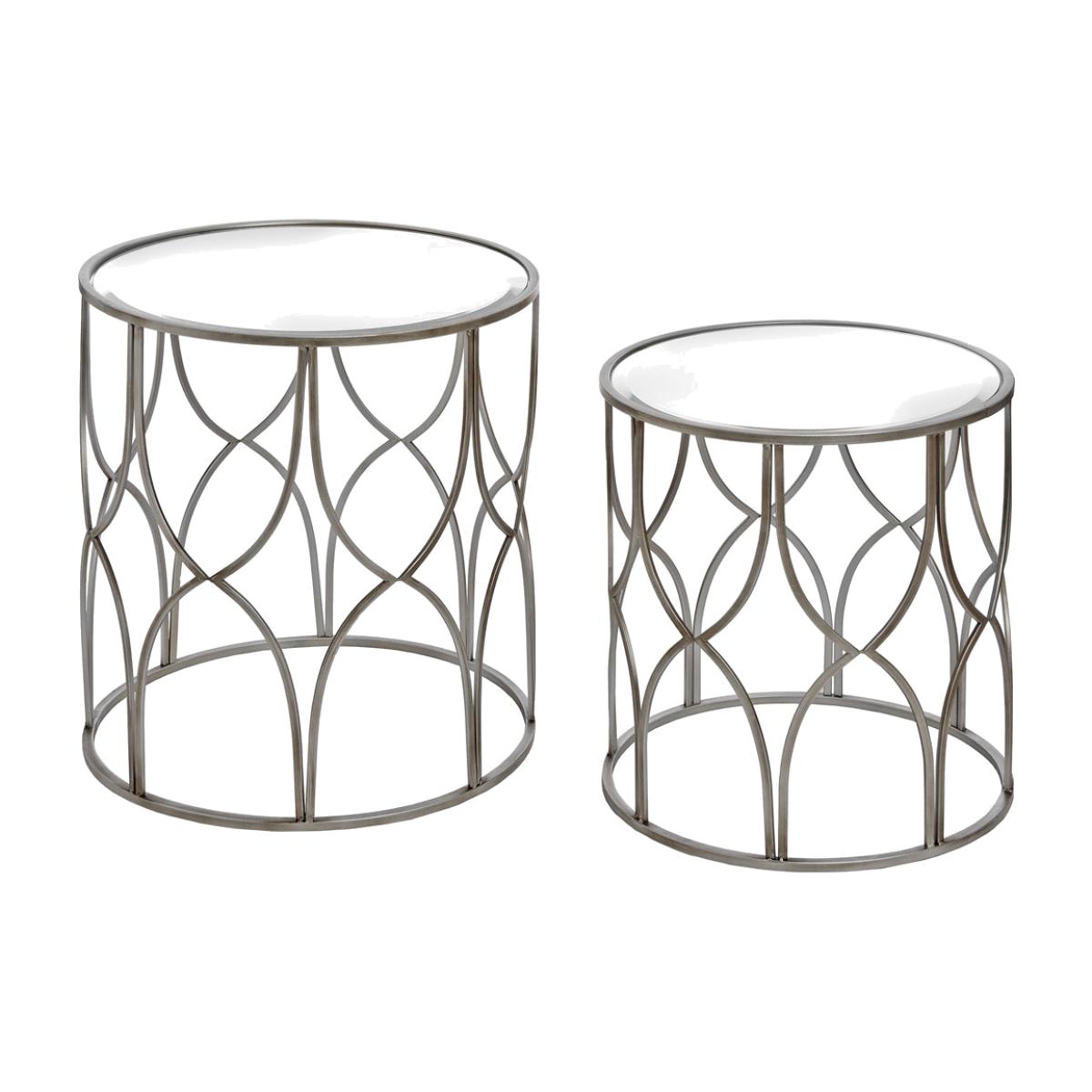 Hill Interiors Set of 2 Lattice Detail Side Tables in Silver – image 1