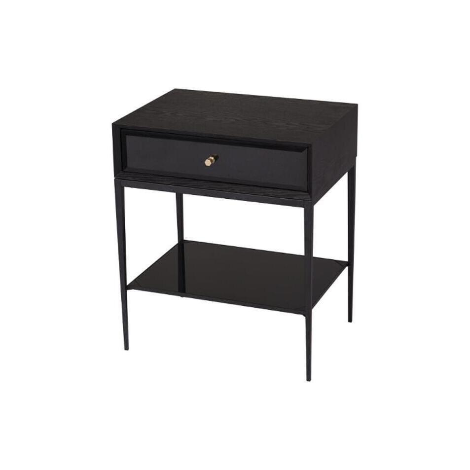 RV Astley Finola Side Table Black With Brass Handles