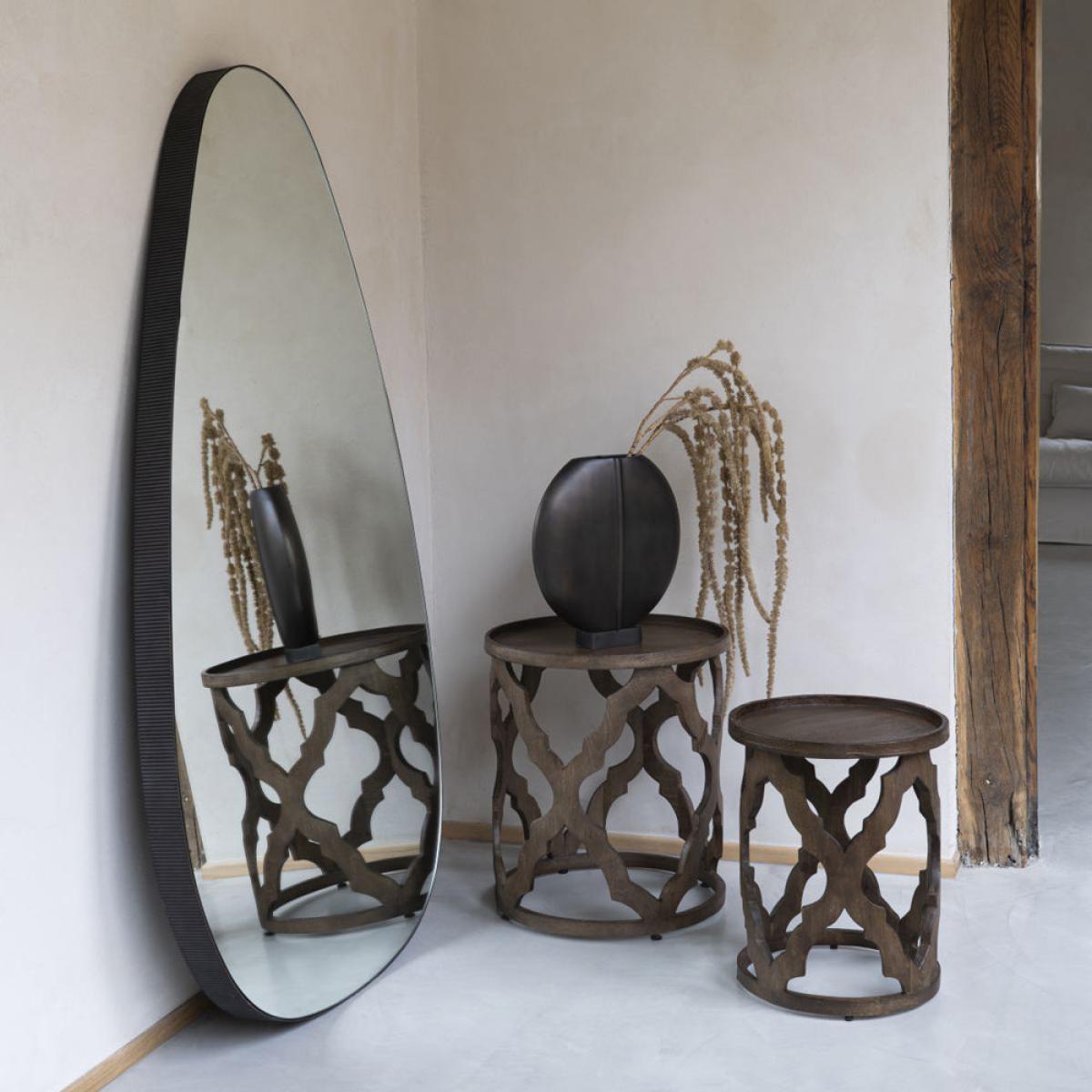 Libra Calm Neutral Collection - Set of 2 Kielder Solid Carved Wooden Nesting Side Tables in Dark Brown – image 7