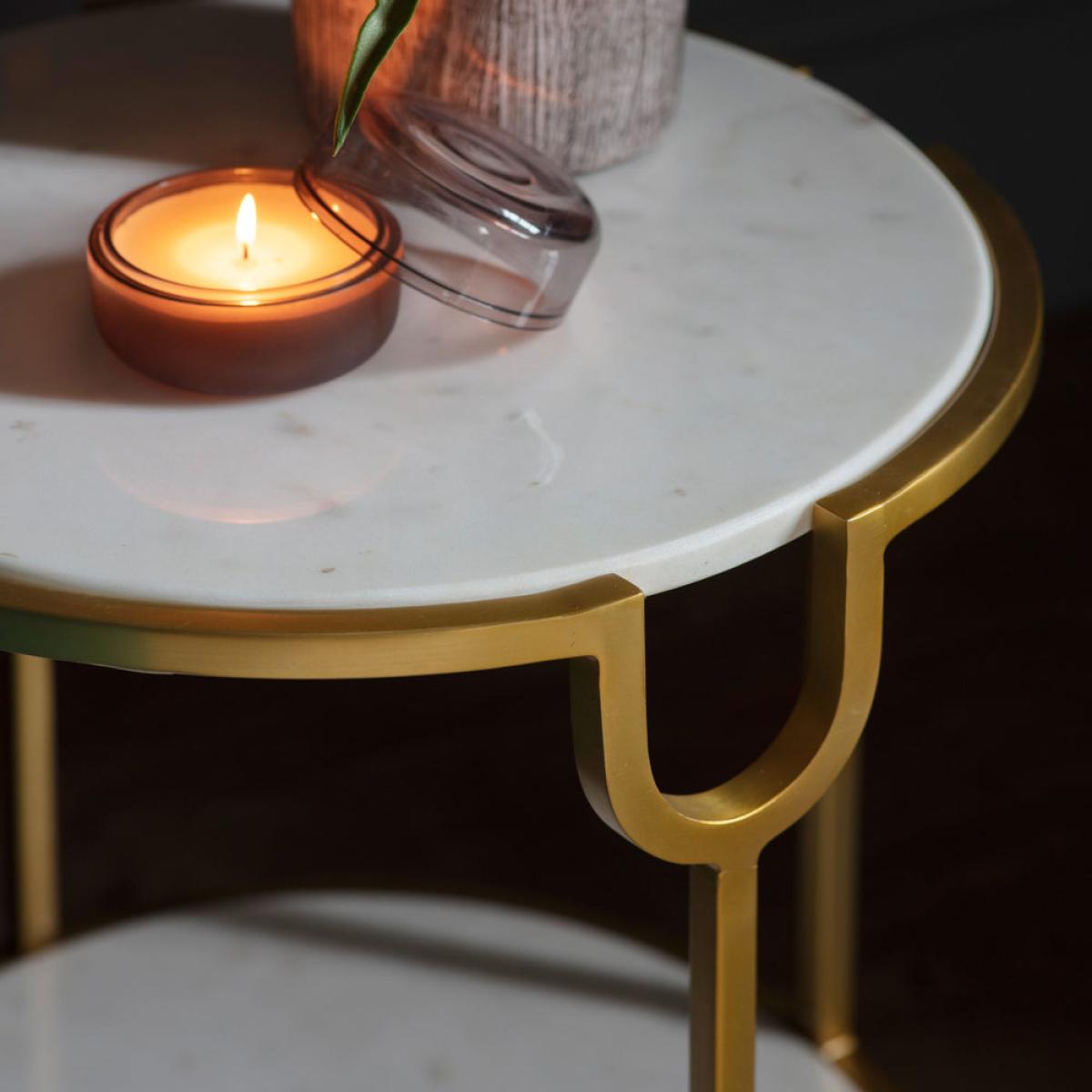 Gallery Interiors Petko Side Table White Marble | Outlet – image 3