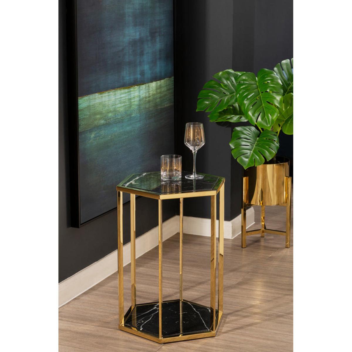 Olivia's Piper Hexagon Gold Side Table – image 4