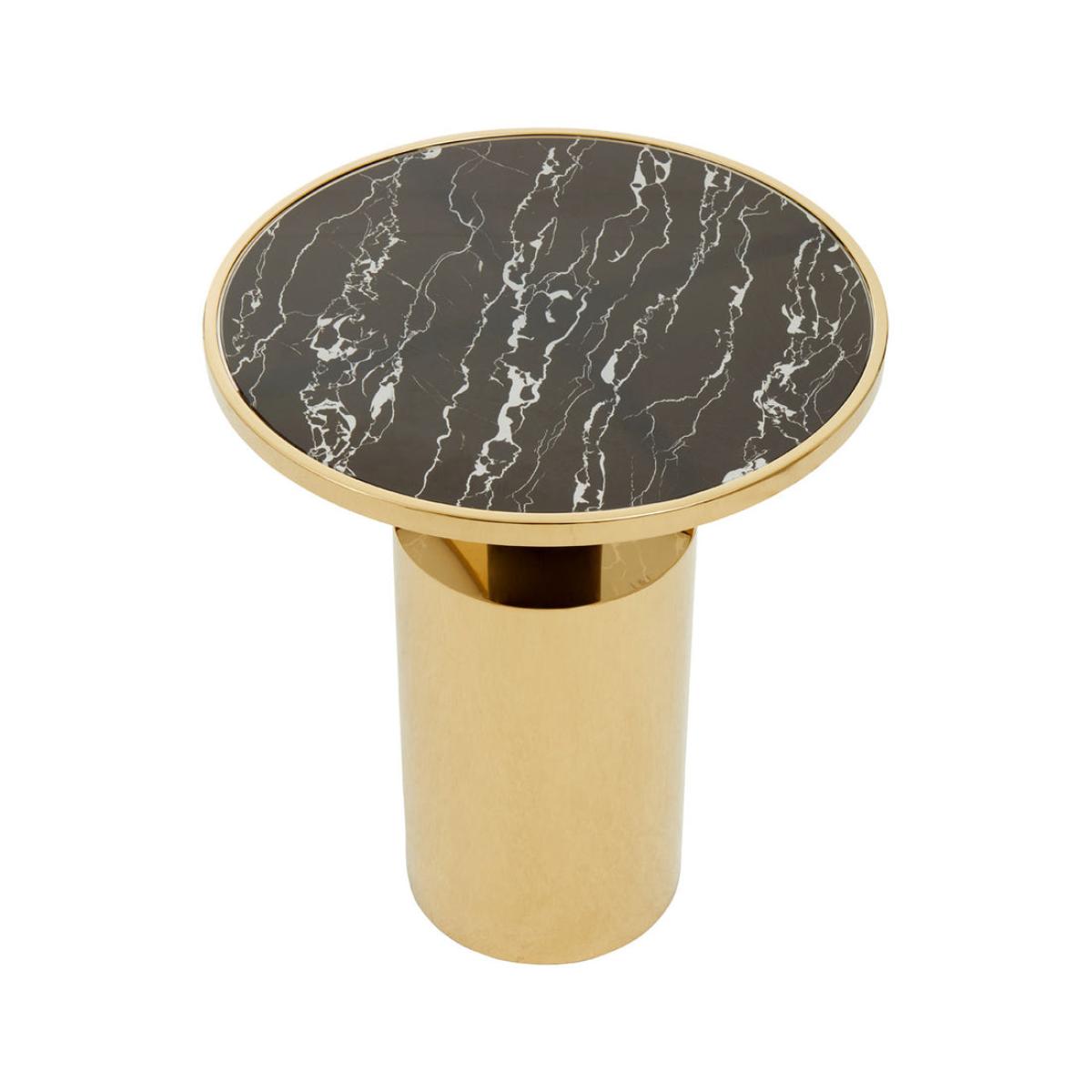 Olivia's Otis Side Table in Black Marble Effect & Gold – image 2