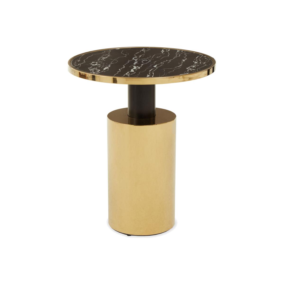 Olivia's Otis Side Table in Black Marble Effect & Gold – image 1