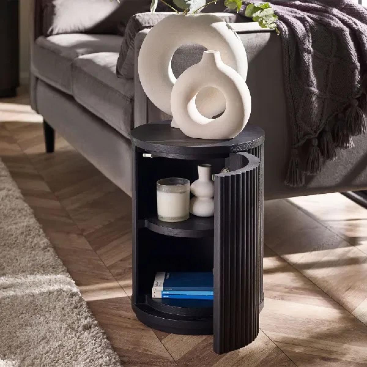 Julian Bowen Louis Fluted Side Table With Door - Black In Blackcm – image 2