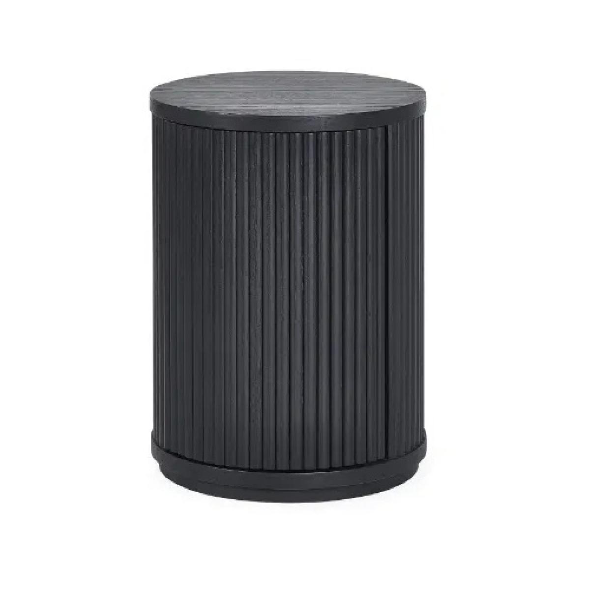 Julian Bowen Louis Fluted Side Table With Door - Black In Blackcm – image 12