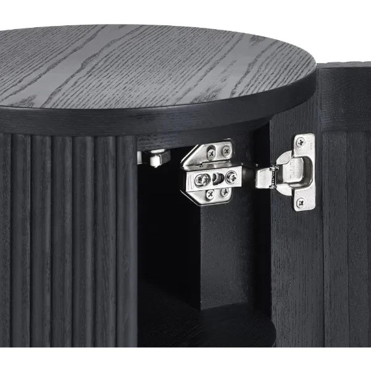 Julian Bowen Louis Fluted Side Table With Door - Black In Blackcm – image 4
