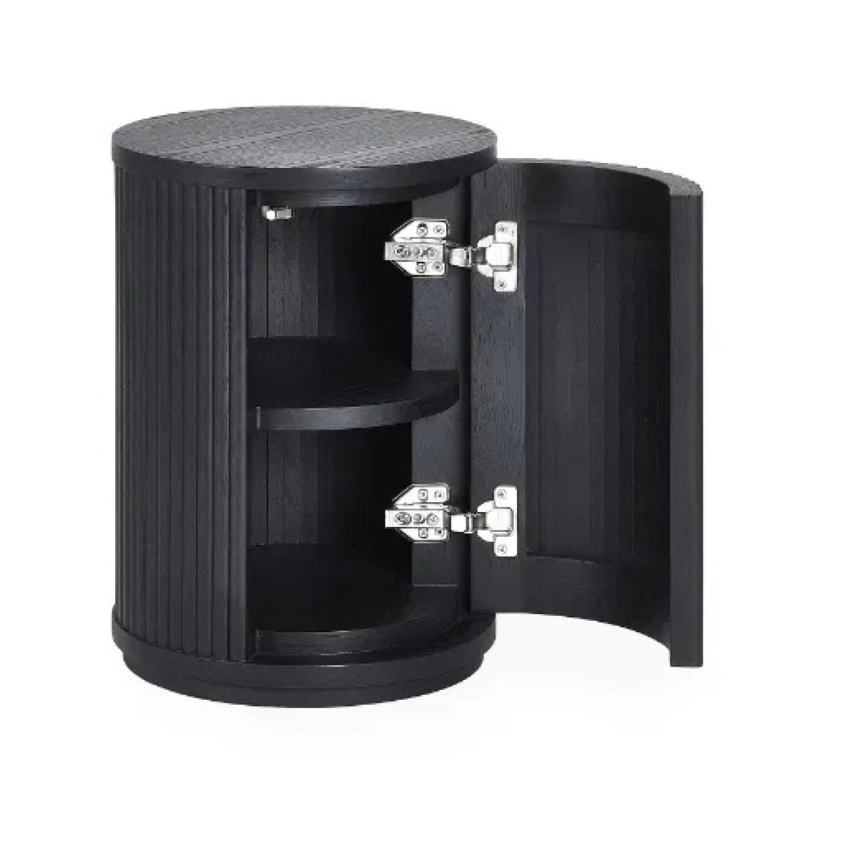 Julian Bowen Louis Fluted Side Table With Door - Black In Blackcm – image 10