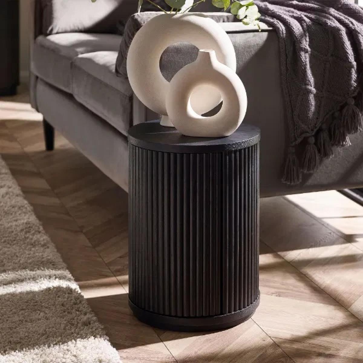 Julian Bowen Louis Fluted Side Table With Door - Black In Blackcm – image 1