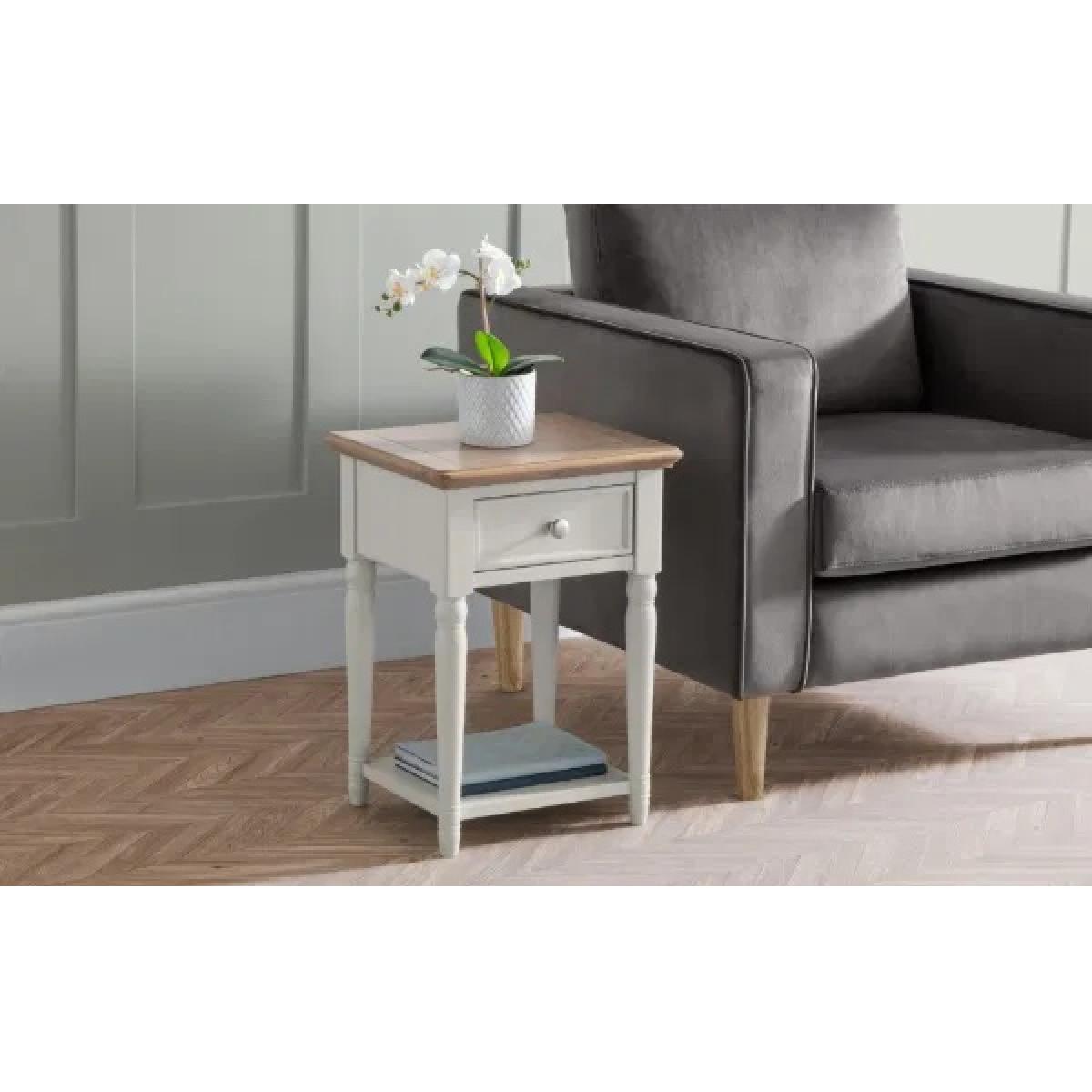 Julian Bowen Provence 1 Drawer Lamp Table In GreyOak – image 2