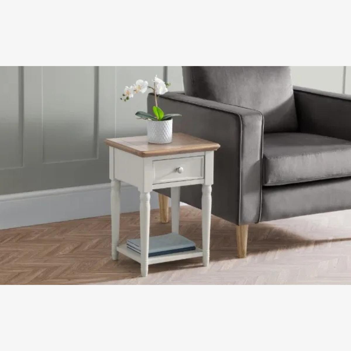 Julian Bowen Provence 1 Drawer Lamp Table In GreyOak – image 1