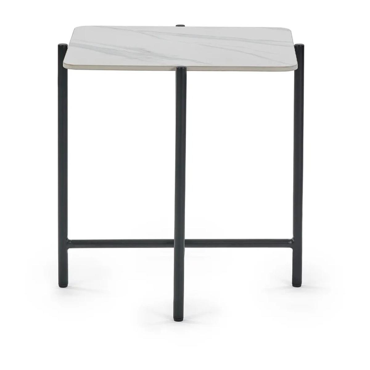 Julian Bowen Siena Marbled Sintered Stone Square Lamp Table - White – image 3