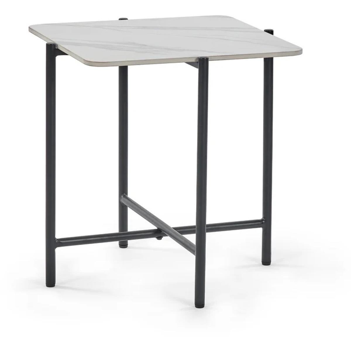 Julian Bowen Siena Marbled Sintered Stone Square Lamp Table - White – image 4