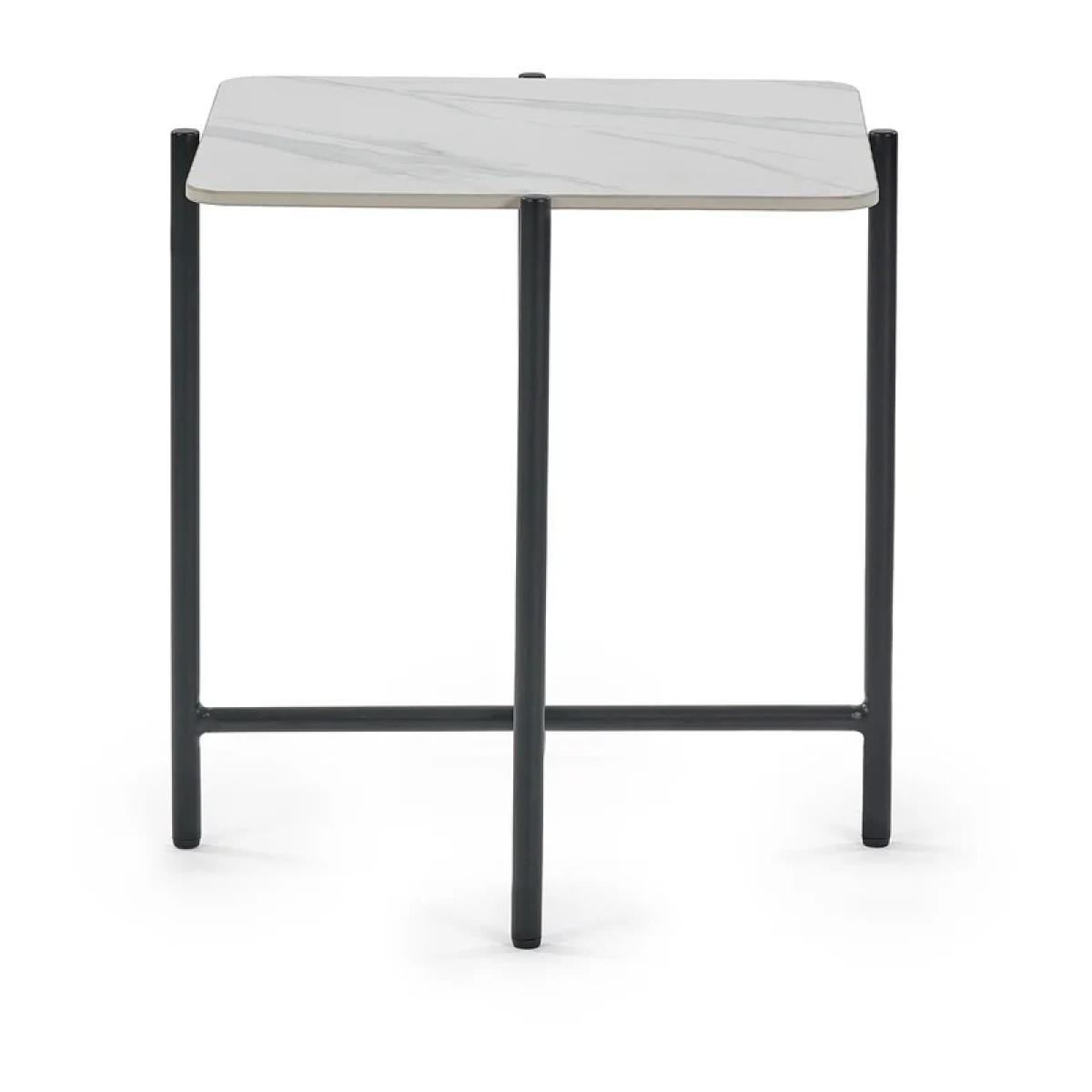 Julian Bowen Siena Marbled Sintered Stone Square Lamp Table - White – image 5