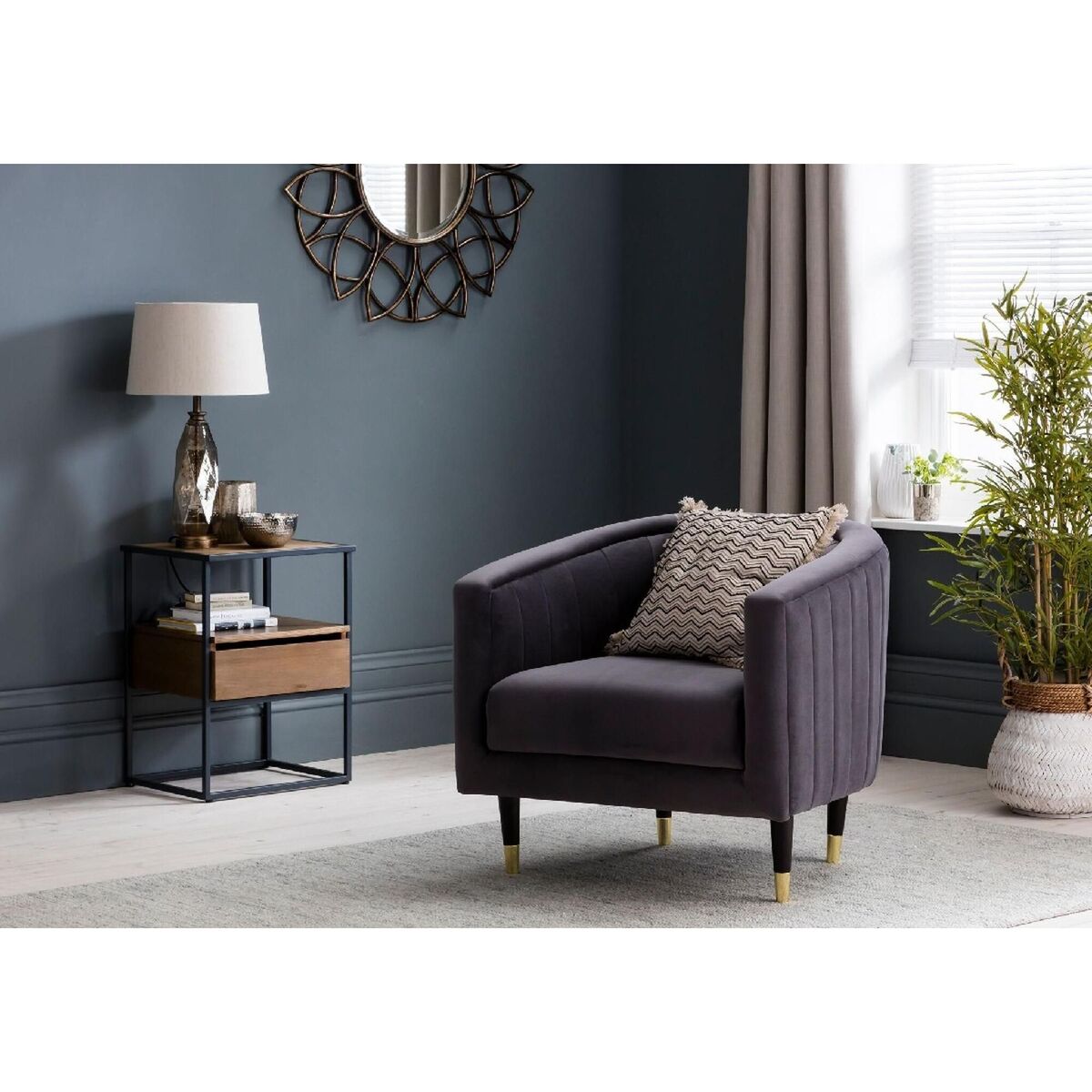 Reed Compact Side Table with a Smoked Finish – image 2