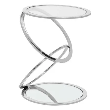 Oria Clear Glass Side Table with Silver Finish Frame – image 4