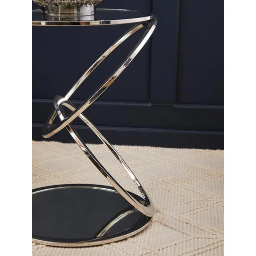 Oria Clear Glass Side Table with Silver Finish Frame – image 9