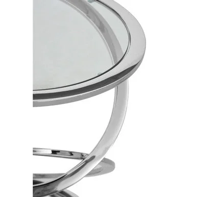 Oria Clear Glass Side Table with Silver Finish Frame – image 10