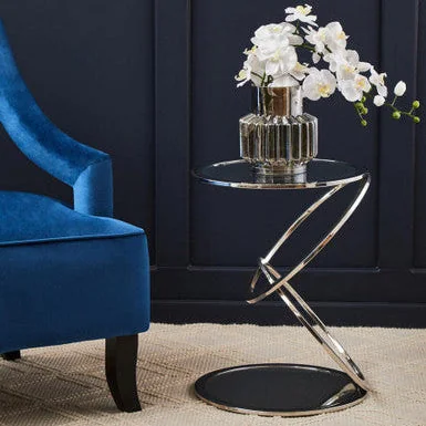 Oria Clear Glass Side Table with Silver Finish Frame – image 1