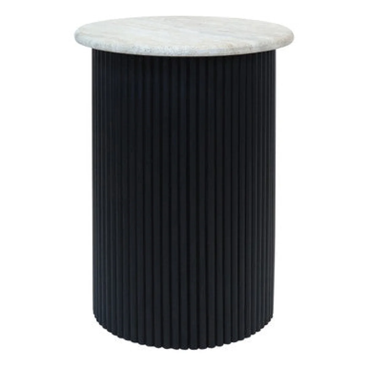 Walton Cream Travertine and Black Acacia Wood Side Table – image 2