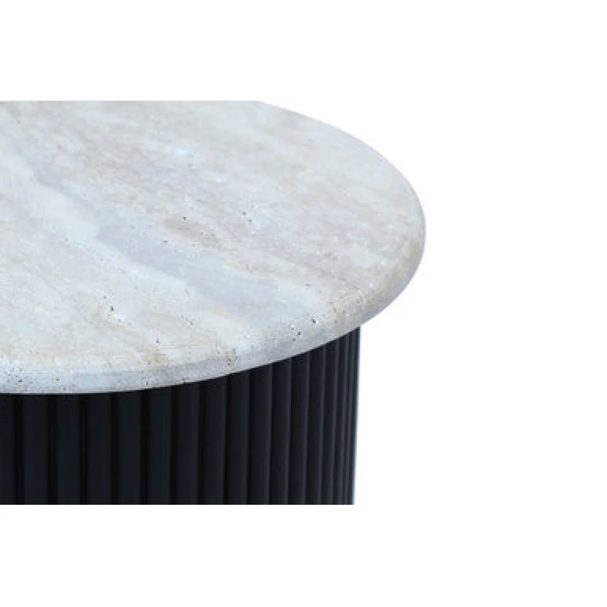 Walton Cream Travertine and Black Acacia Wood Side Table – image 5