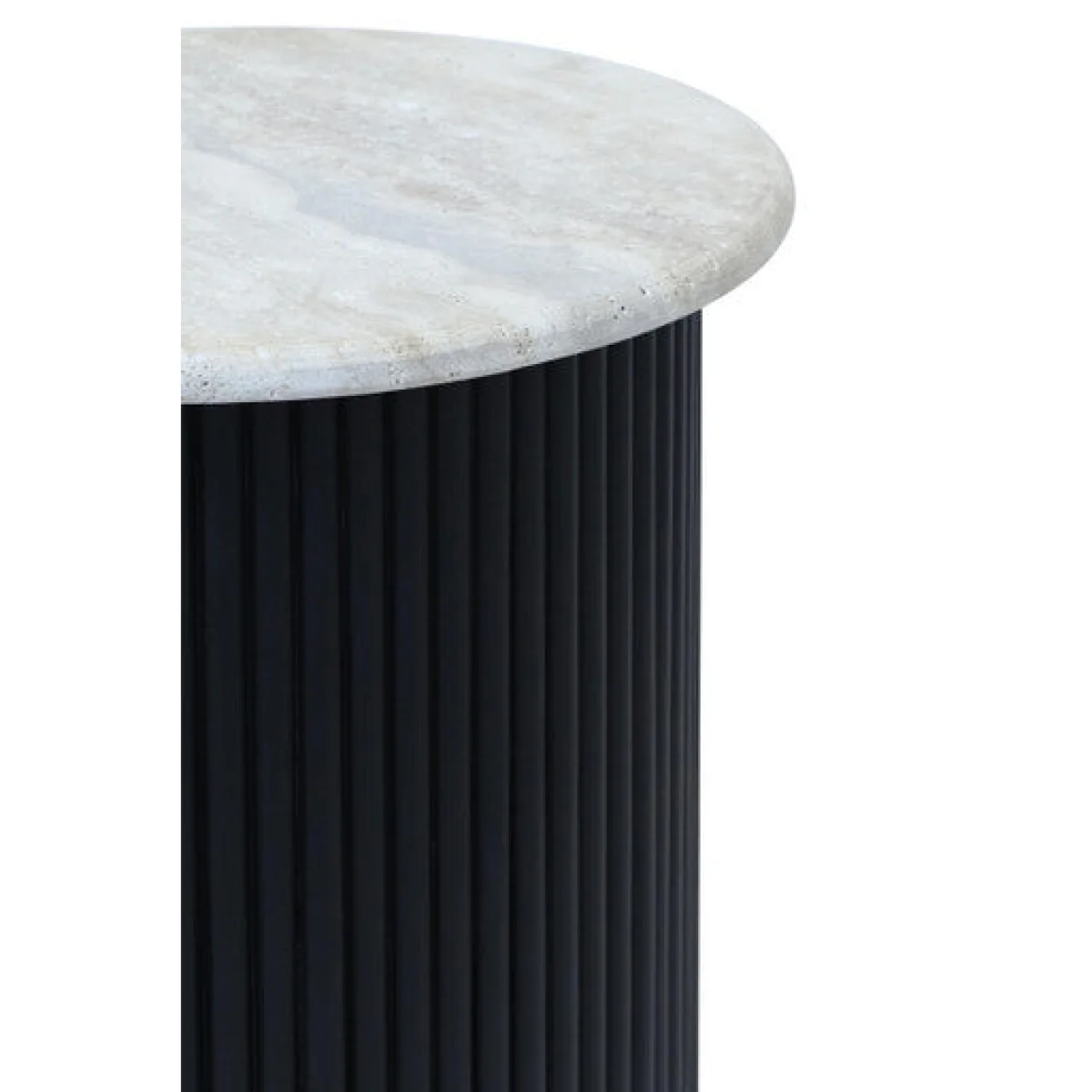 Walton Cream Travertine and Black Acacia Wood Side Table – image 6