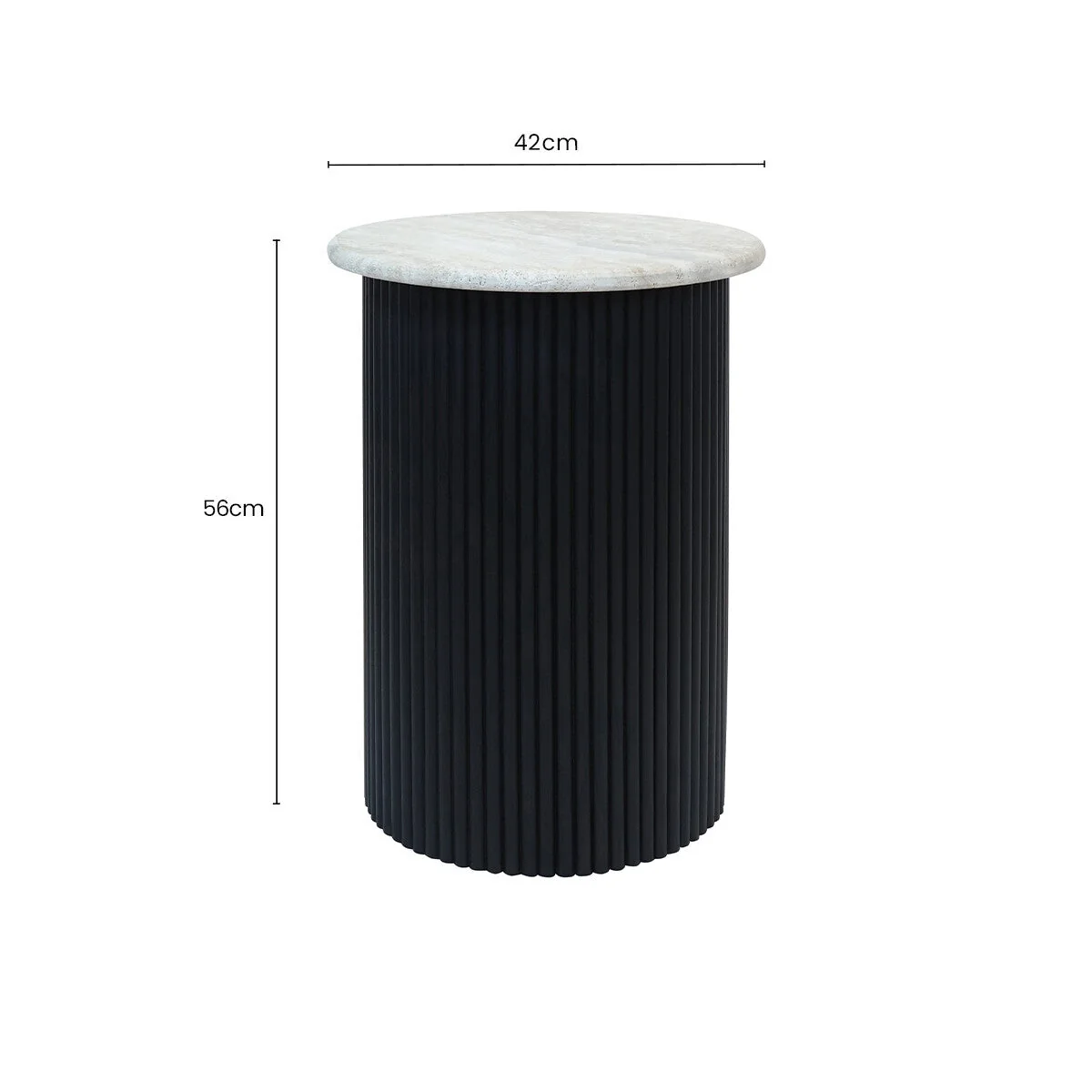 Walton Cream Travertine and Black Acacia Wood Side Table – image 9