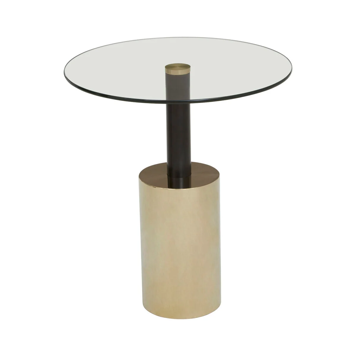 Oria Glass Round Side Table with Black and Gold Finish Base – image 2