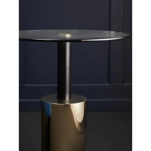 Oria Glass Round Side Table with Black and Gold Finish Base – image 11