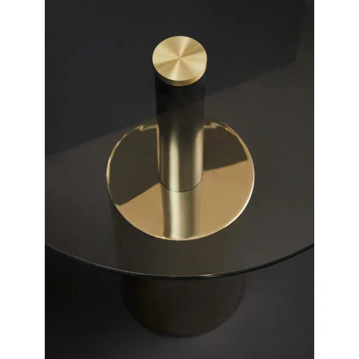 Oria Glass Round Side Table with Black and Gold Finish Base – image 12