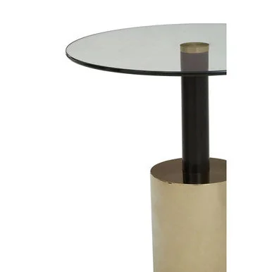 Oria Glass Round Side Table with Black and Gold Finish Base – image 13