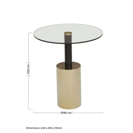 Oria Glass Round Side Table with Black and Gold Finish Base – image 15
