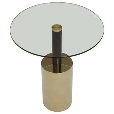 Oria Glass Round Side Table with Black and Gold Finish Base – image 3