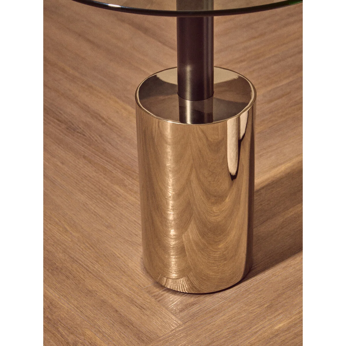 Oria Glass Round Side Table with Black and Gold Finish Base – image 8