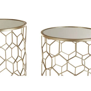 Arcana Champagne Finish Set of 2 Side Tables with Honeycomb Design – image 9