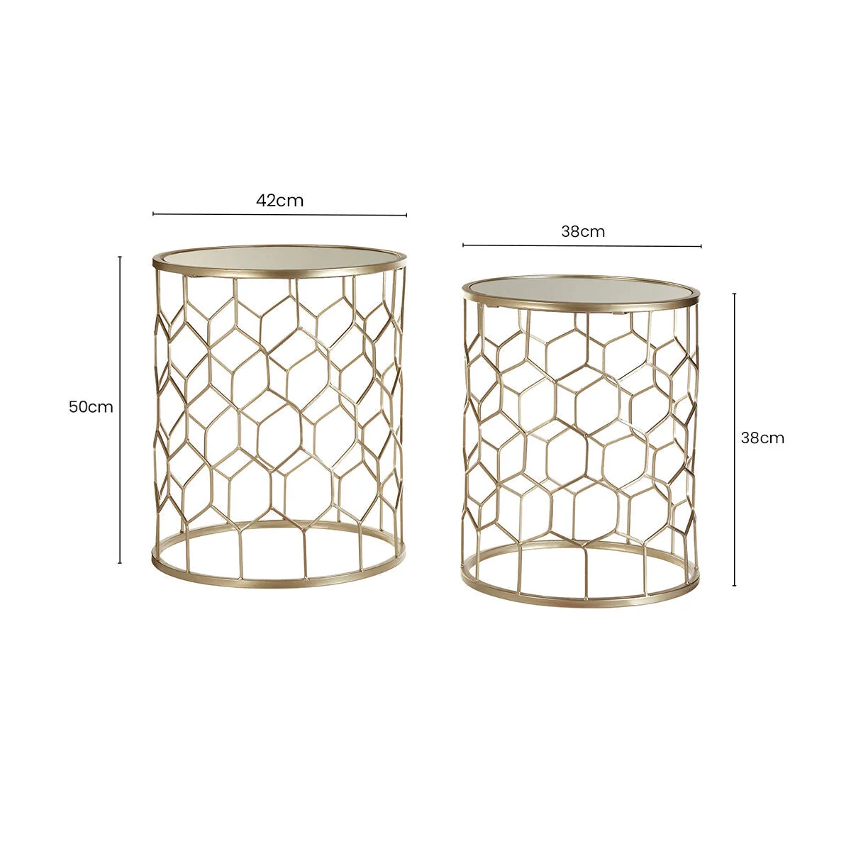 Arcana Champagne Finish Set of 2 Side Tables with Honeycomb Design – image 10