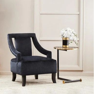 Oria Black Marble Effect Glass Side Table with Black Finish Frame – image 3