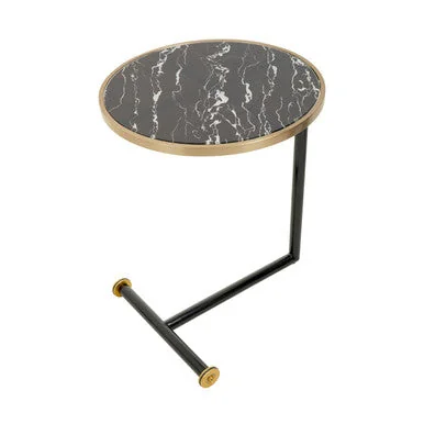 Oria Black Marble Effect Glass Side Table with Black Finish Frame – image 5