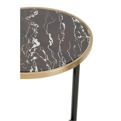 Oria Black Marble Effect Glass Side Table with Black Finish Frame – image 8