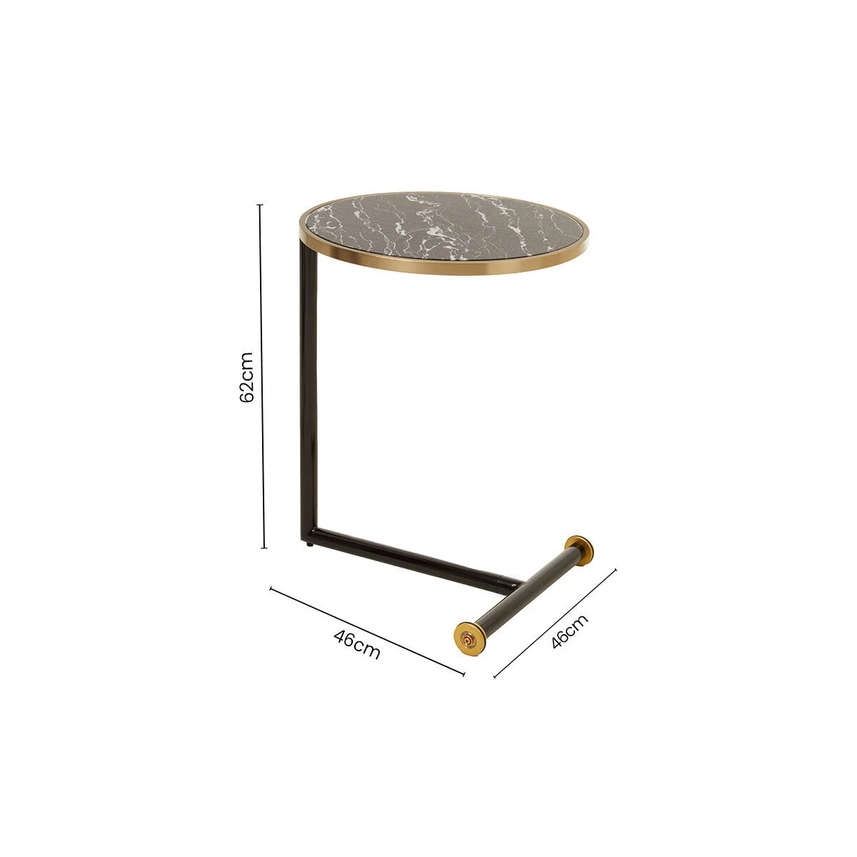 Oria Black Marble Effect Glass Side Table with Black Finish Frame – image 10