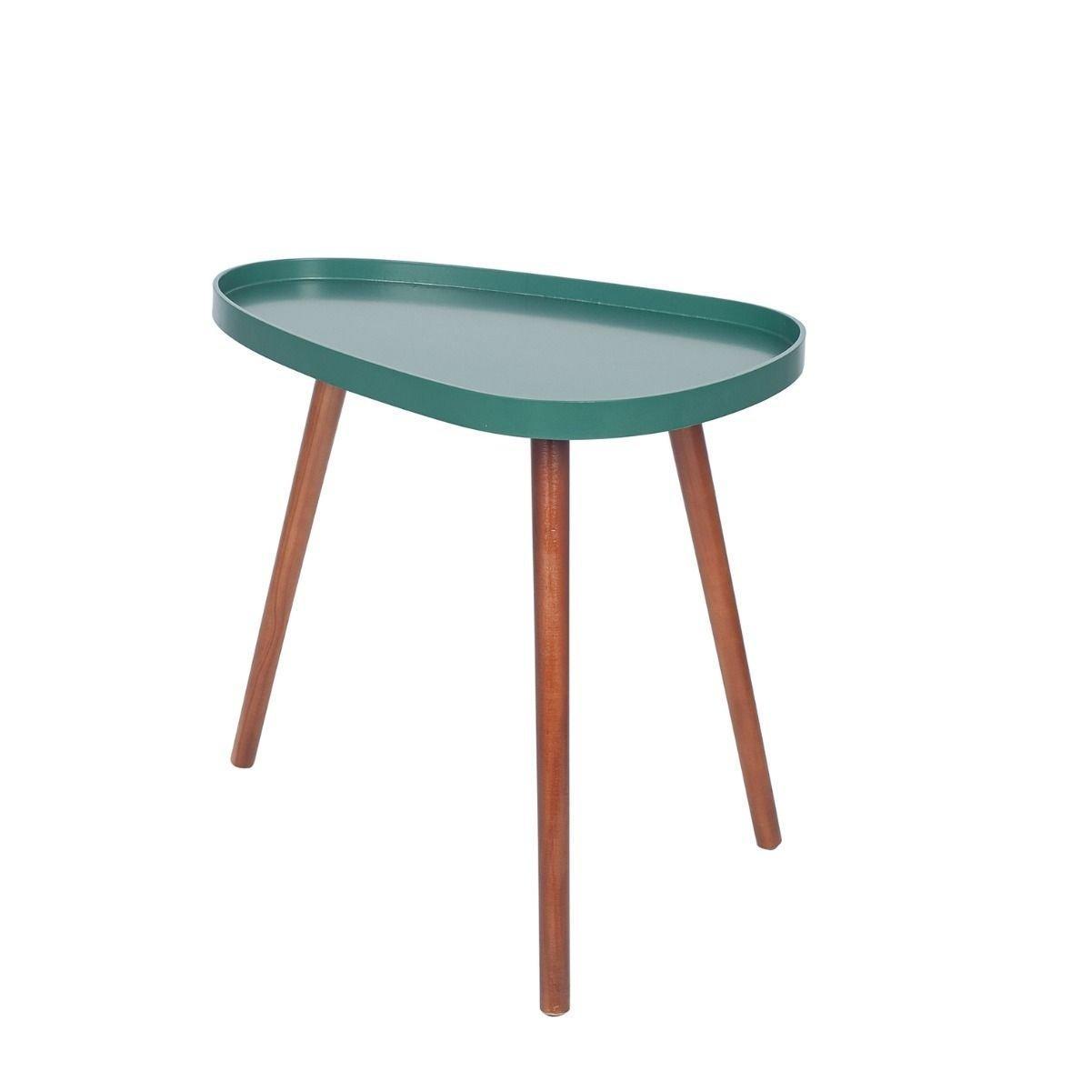 Clarice Teardrop Forest Green & Brown Pine Wood Table – image 2