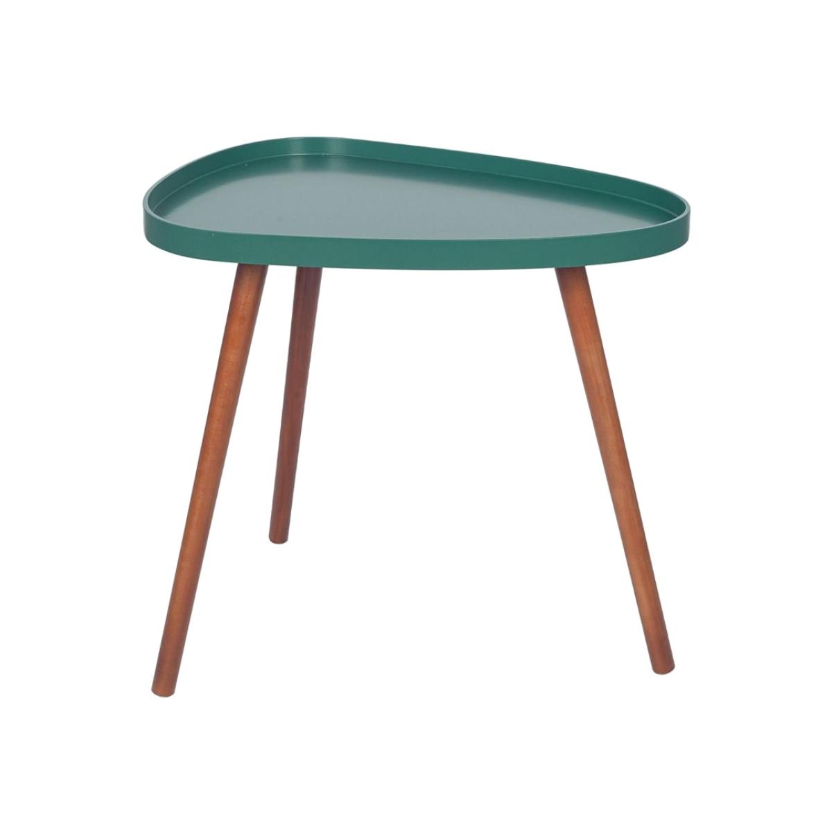 Clarice Teardrop Forest Green & Brown Pine Wood Table – image 1