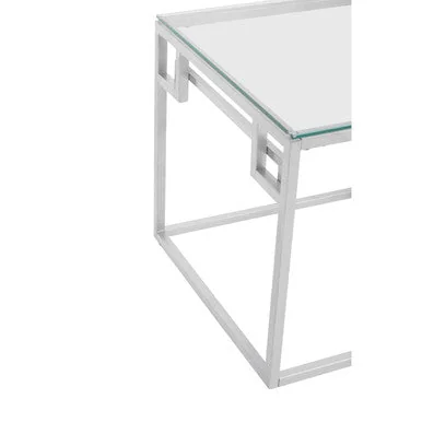 Allure Silver Finish Side Table with Tempered Glass Top – image 4
