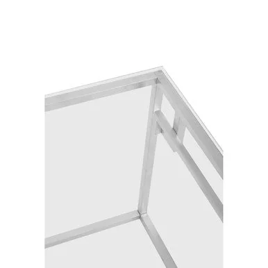 Allure Silver Finish Side Table with Tempered Glass Top – image 6