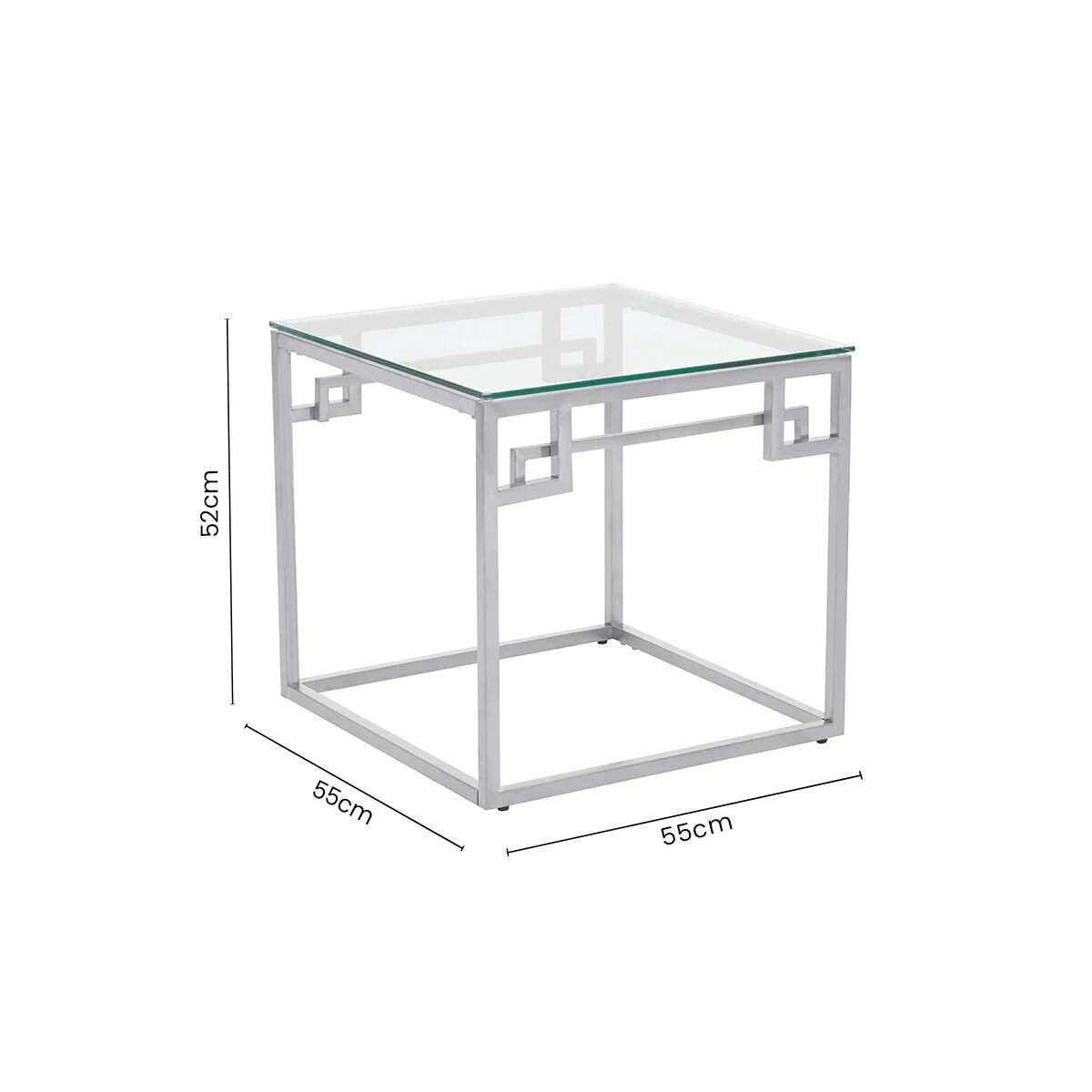 Allure Silver Finish Side Table with Tempered Glass Top – image 7