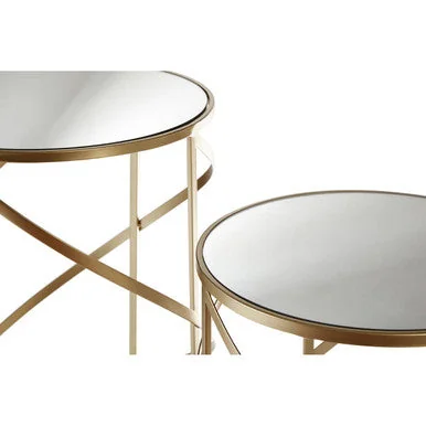 Avantis Champagne Finish Set of 2 Round Side Tables with Swirl Design – image 8