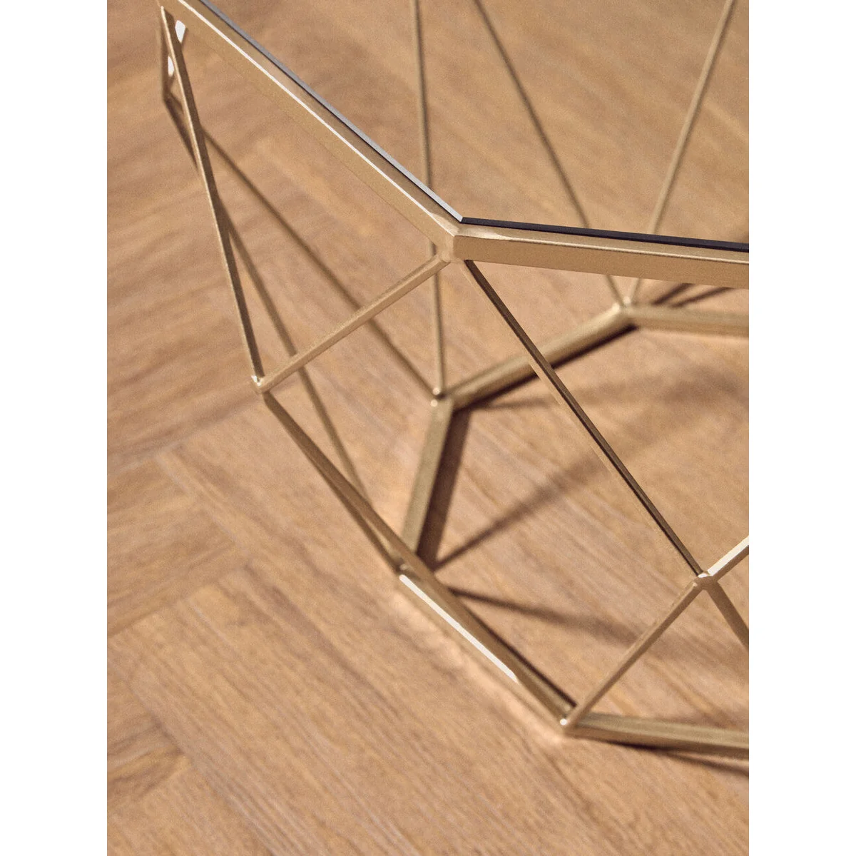 Arcana Champagne Finish Set of 2 Side Tables with Glass Tops – image 8