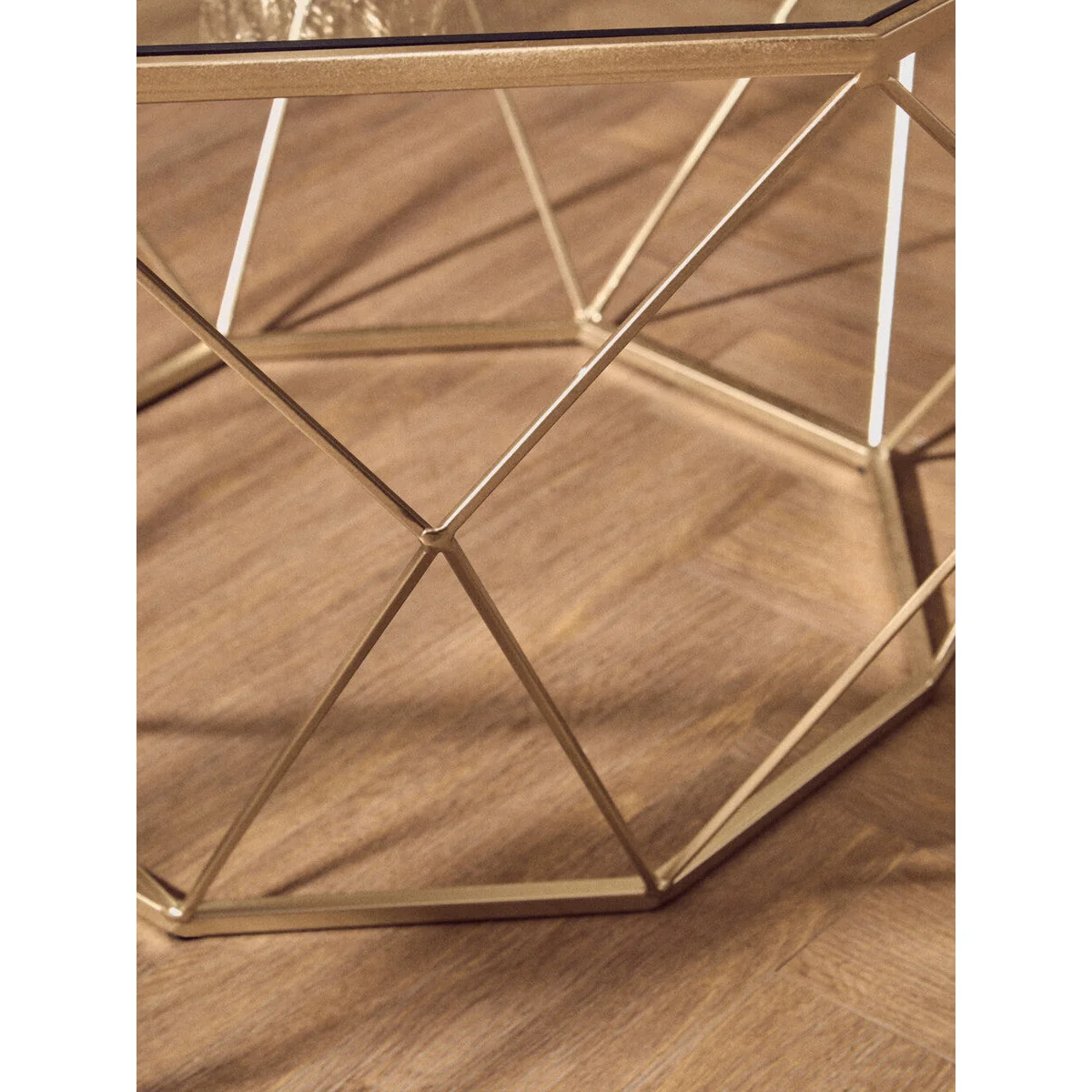 Arcana Champagne Finish Set of 2 Side Tables with Glass Tops – image 10