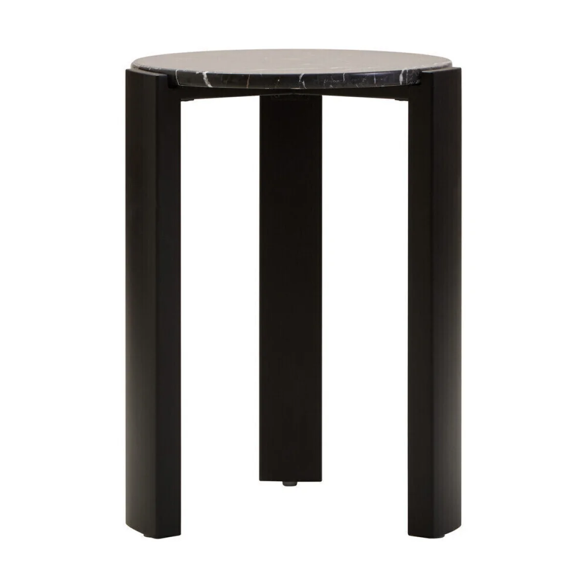 Black Marble Top Round Side Table with Black Acacia Wood Legs | Palermo – image 2