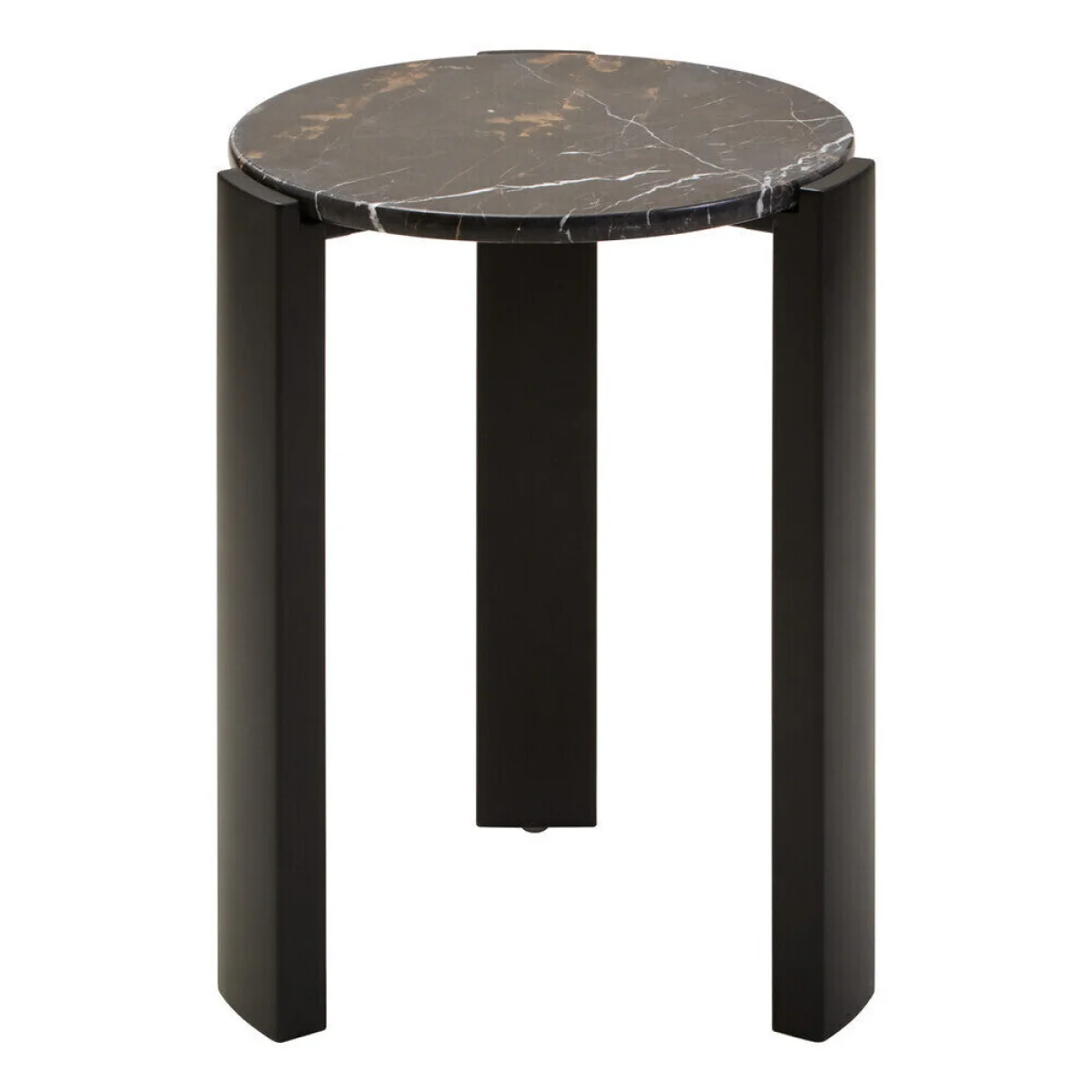 Black Marble Top Round Side Table with Black Acacia Wood Legs | Palermo – image 4